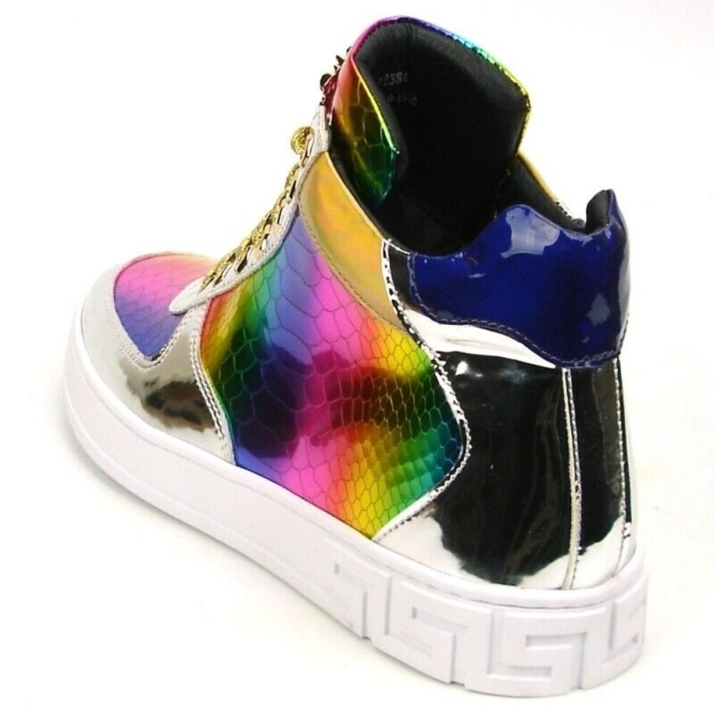 Aurelio Garcia High Top Sneaker Mens 9 Silver Rainbow New Snake Hi Sil/Multi‎ - Picture 3 of 9